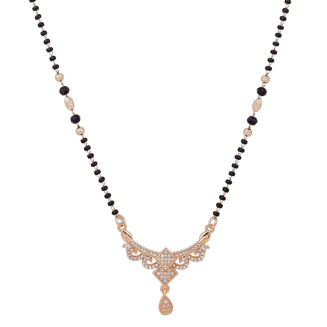 Rose Gold Plated Floral Mangalsutra for Karwachauth