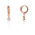 18k Rose Gold Plated Clip On Hoop Earrings, Latest Fancy Stylish Zircon Copper Bali Earrings for Women and Girls