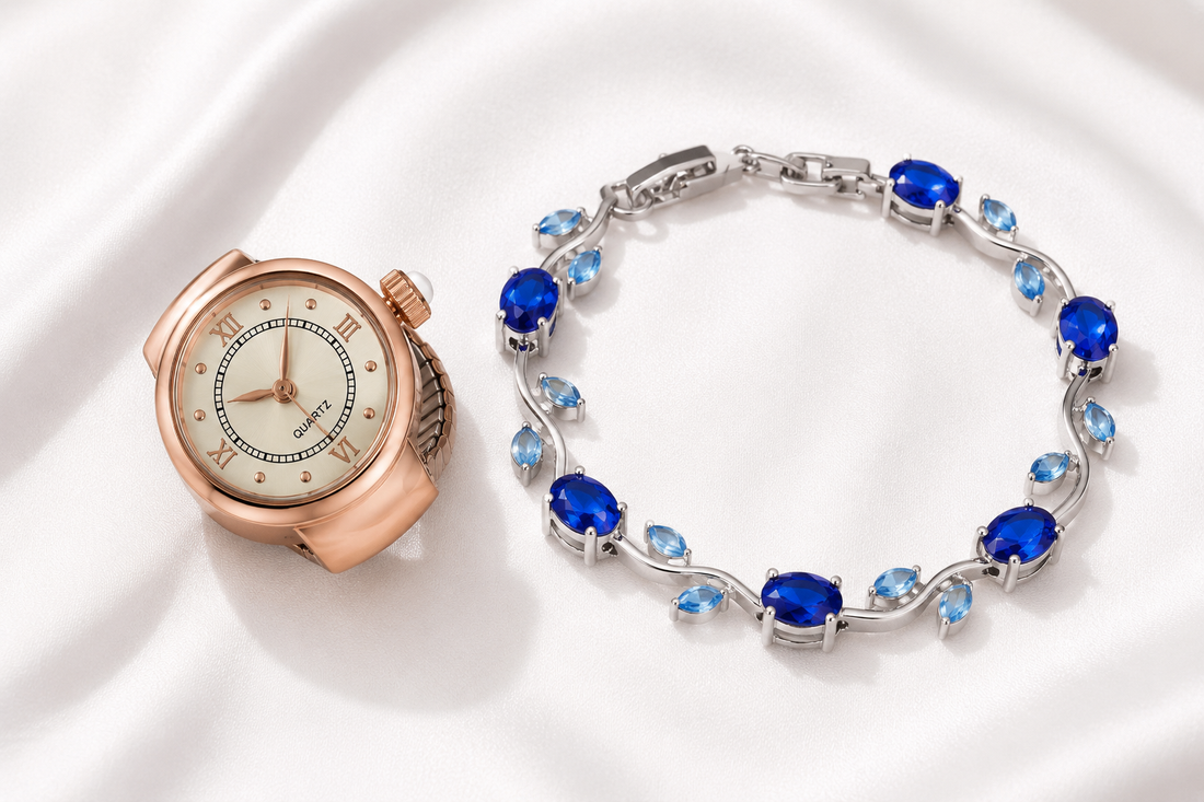 Ring Watch + Tulip Floral Bracelet Combo