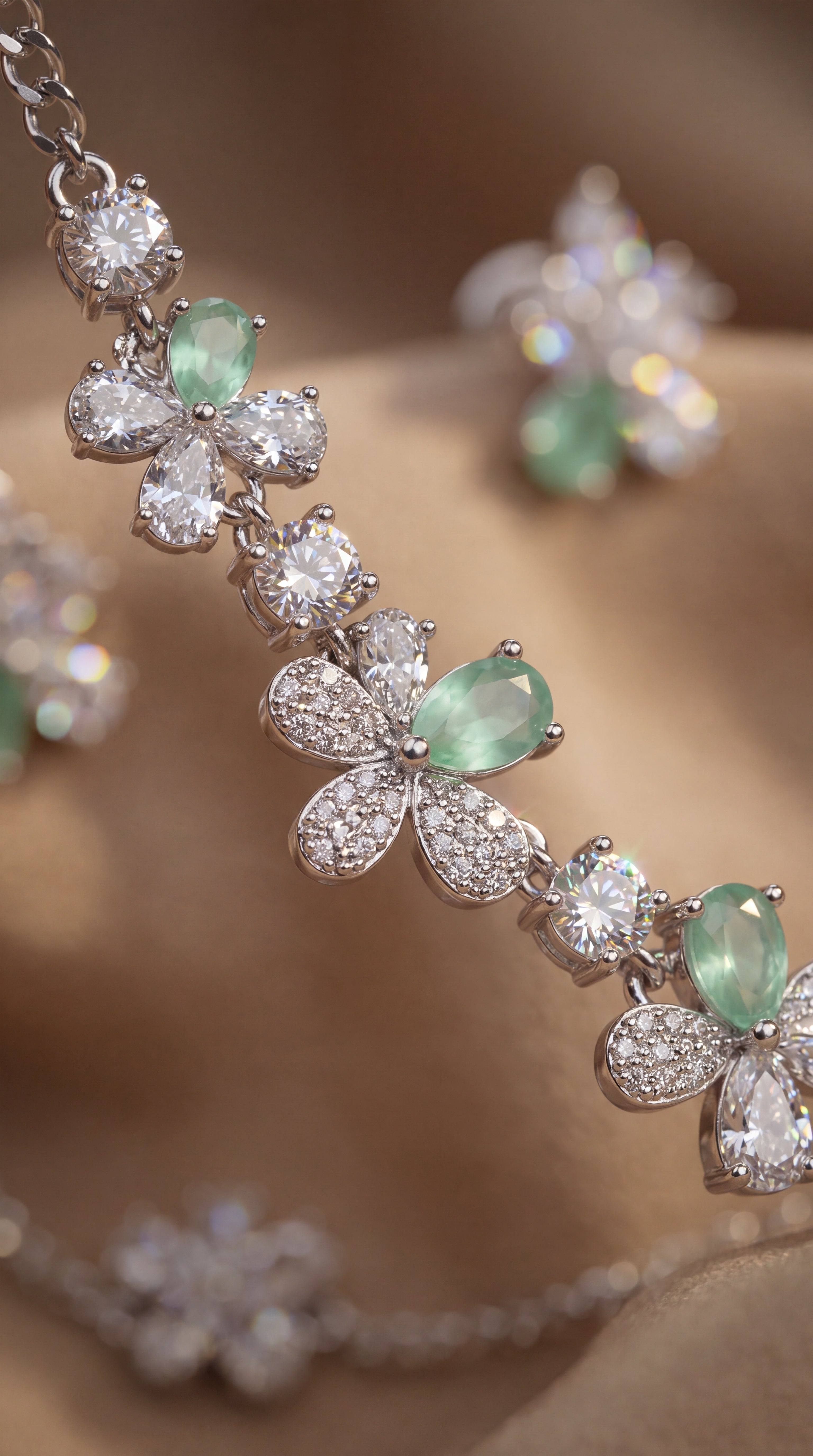 Delicate Pastel Crystal Necklace Set with Earrings