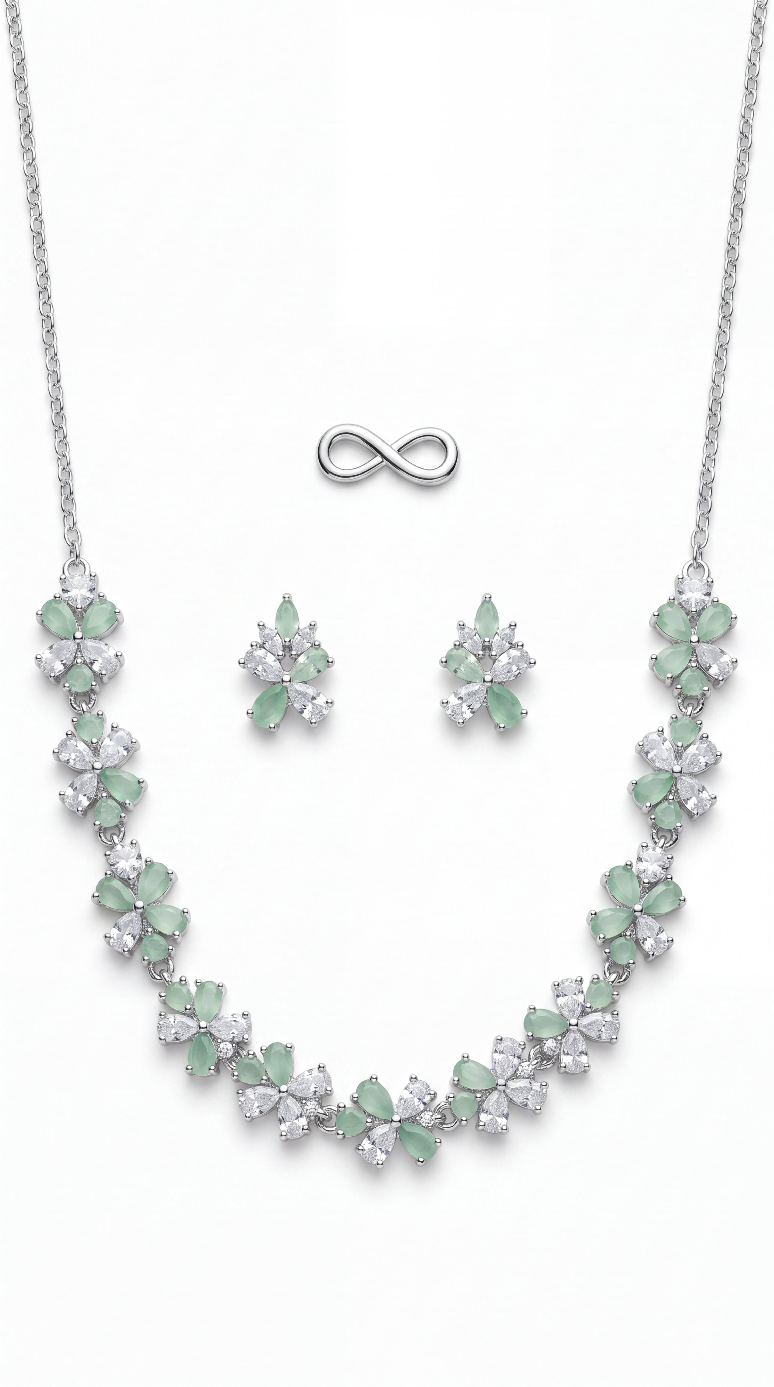 Delicate Pastel Crystal Necklace Set with Earrings