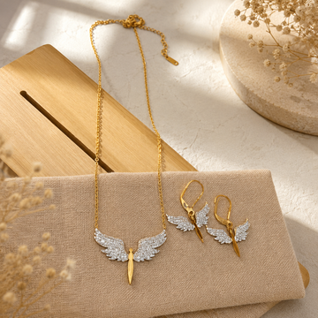 Angel Riot Wing Necklace With Earrings Jewellery Set