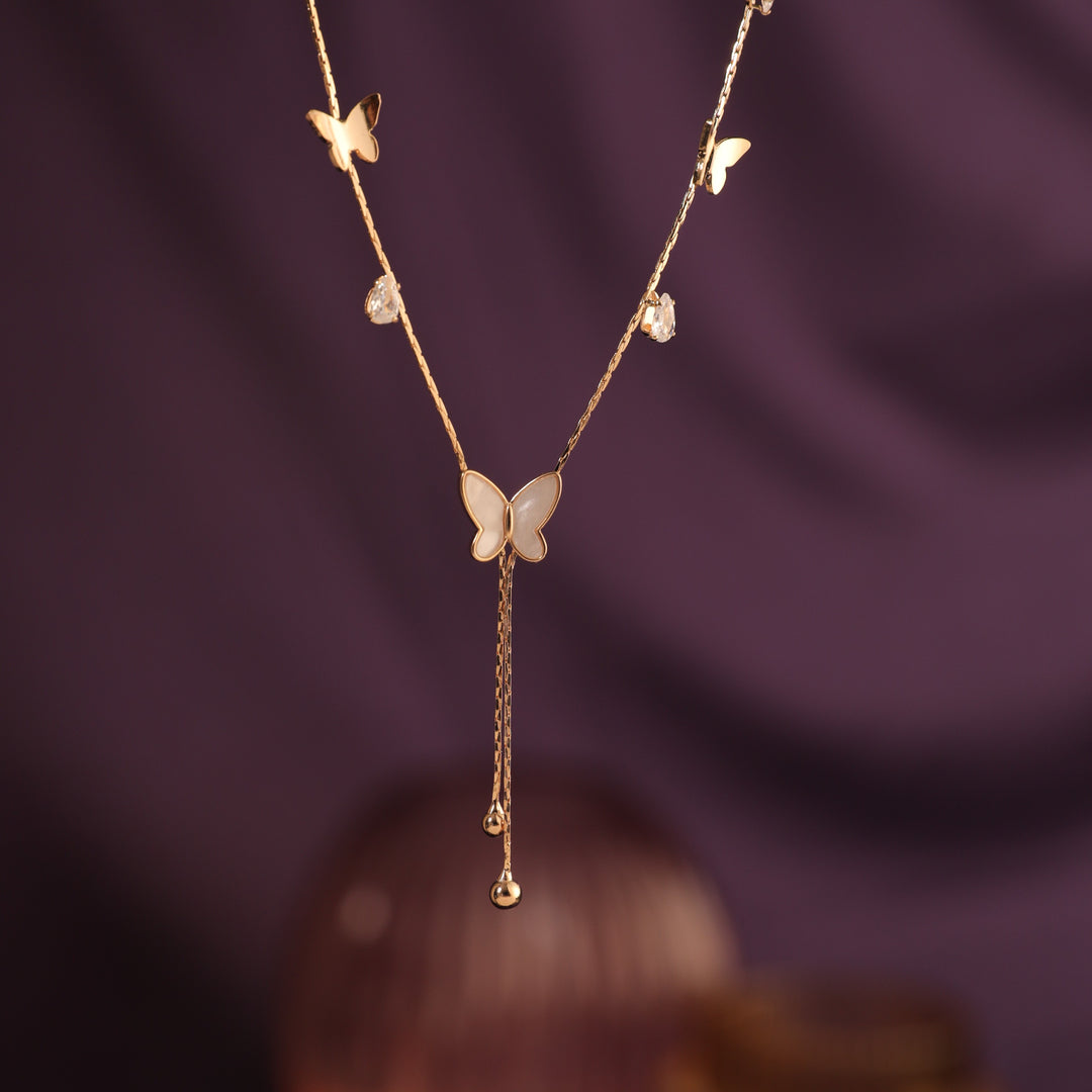 Radiant Butterfly Tassel Necklace