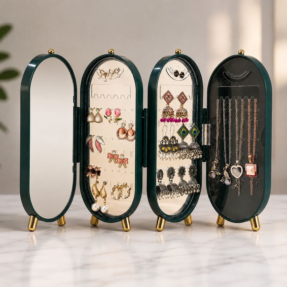 Viral 3-fold elegant Green Jewellery box