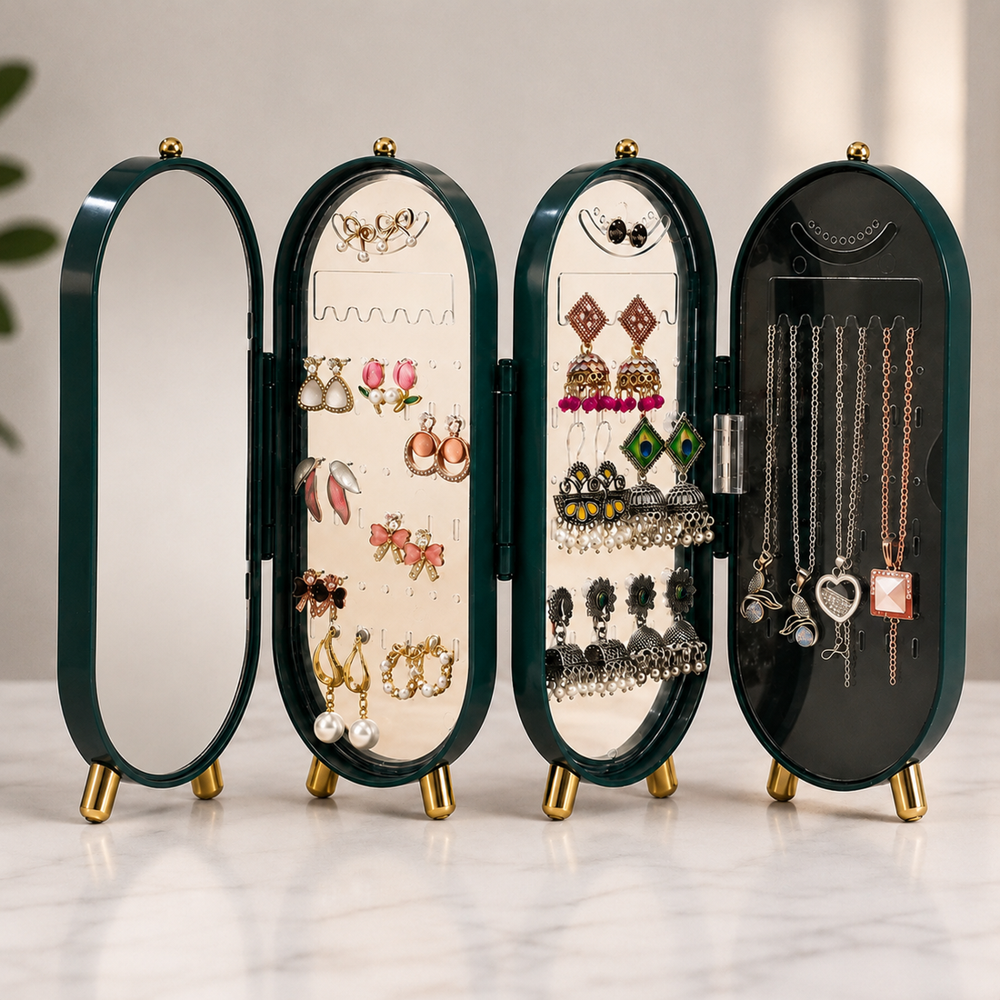 Viral 3-fold elegant Green Jewellery box