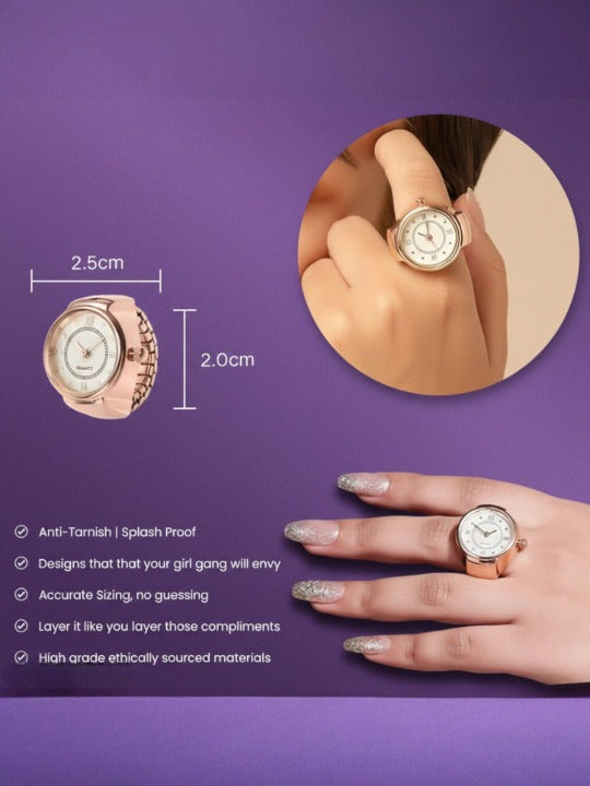 Ring Watch + Tulip Floral Bracelet Combo
