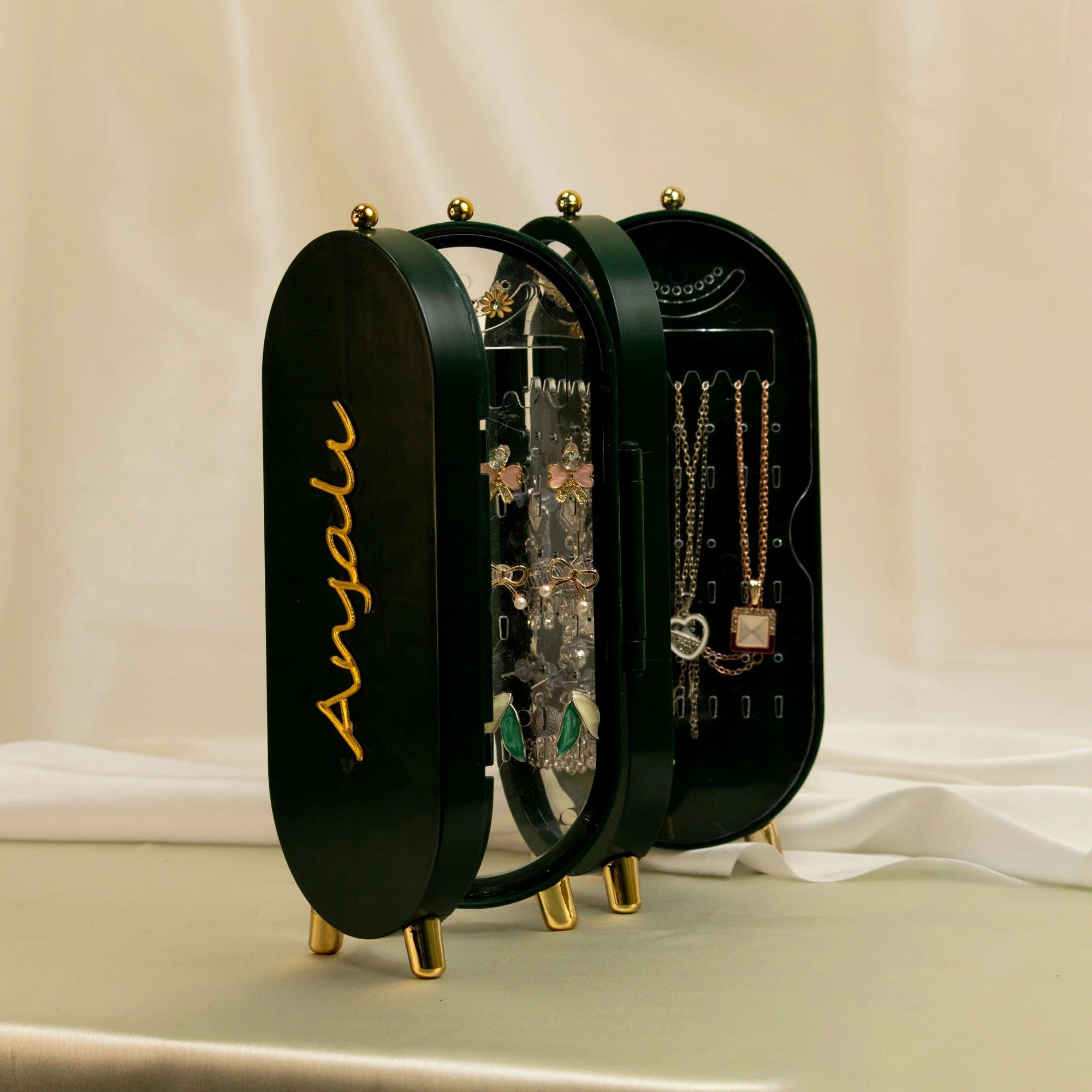 Viral 3-fold elegant Green Jewellery box -2
